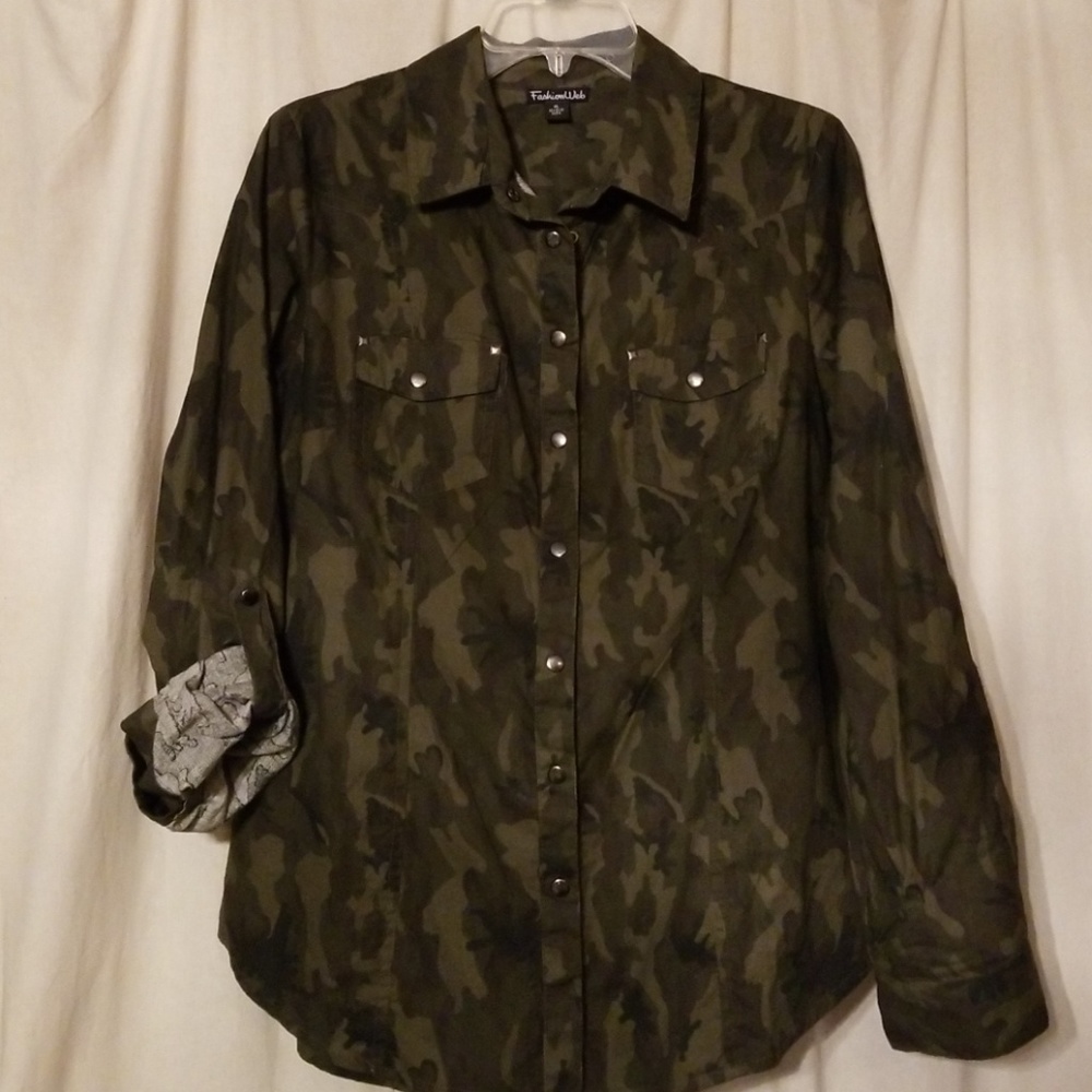 Camo Print Button Down